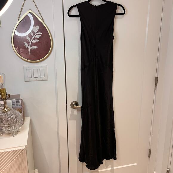 NWT Zara Black Satin Sleeveless Maxi Dress Size Small - Picture 2 of 10